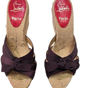 Christian Louboutin Espadrilles Brown Grosgrain Sandals